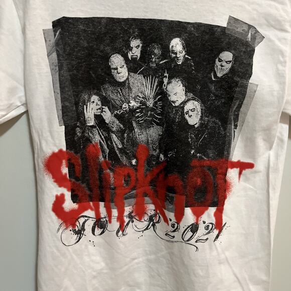 Slipknot Tour 2021 T-shirt White Tee Heavy Metal Thrash Small S - Picture 2 of 7